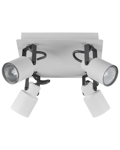 4 Light Ceiling Lamps White Metal Swing Arm Cone Shade