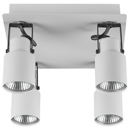 4 Light Ceiling Lamps White Metal Swing Arm Cone Shade