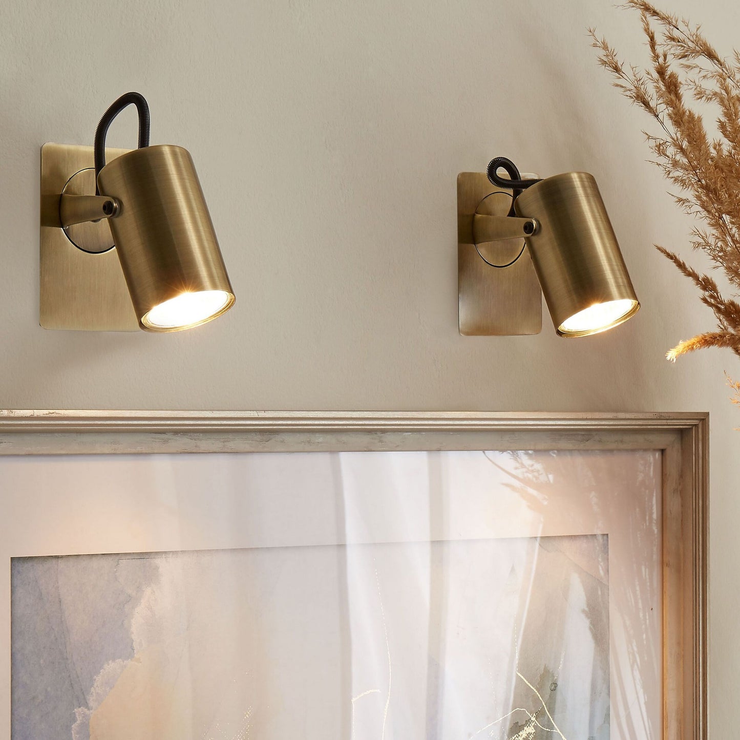 Brass Industrial Wall Lamps Set Of 2 With Adjustable Arms