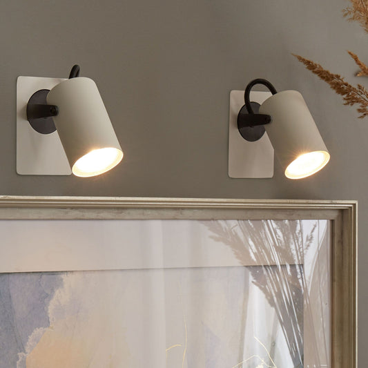 White Metal Adjustable Arm Wall Lamps Set of 2