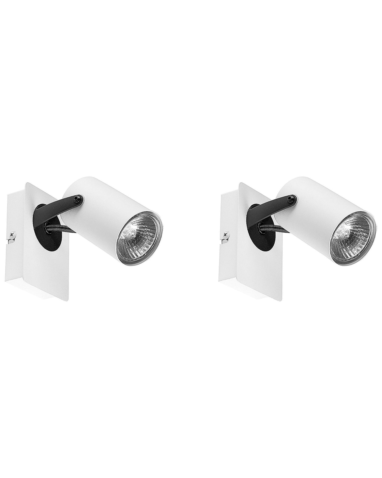 White Metal Adjustable Arm Wall Lamps Set of 2