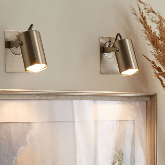 Silver Industrial Wall Lamps Set Of 2 With Adjustable Arms