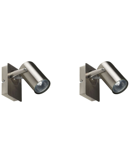 Silver Industrial Wall Lamps Set Of 2 With Adjustable Arms