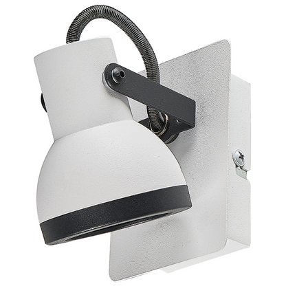 Set Of 2 Wall Lamps White And Black Metal 1 Light Swing Arm Cone Shade Spotlight