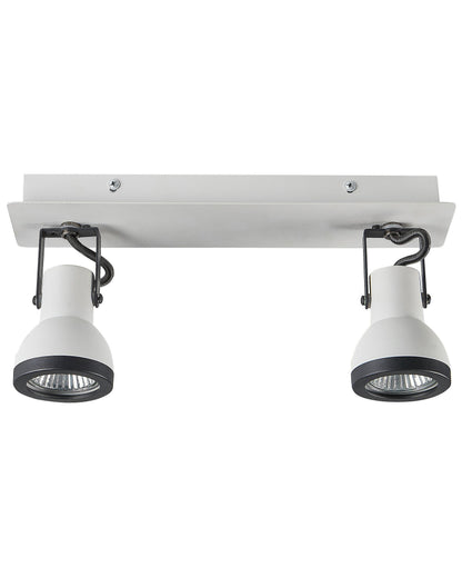 2 Light Ceiling Lamps Black And White Cone Shade Swing Arm Spotlights