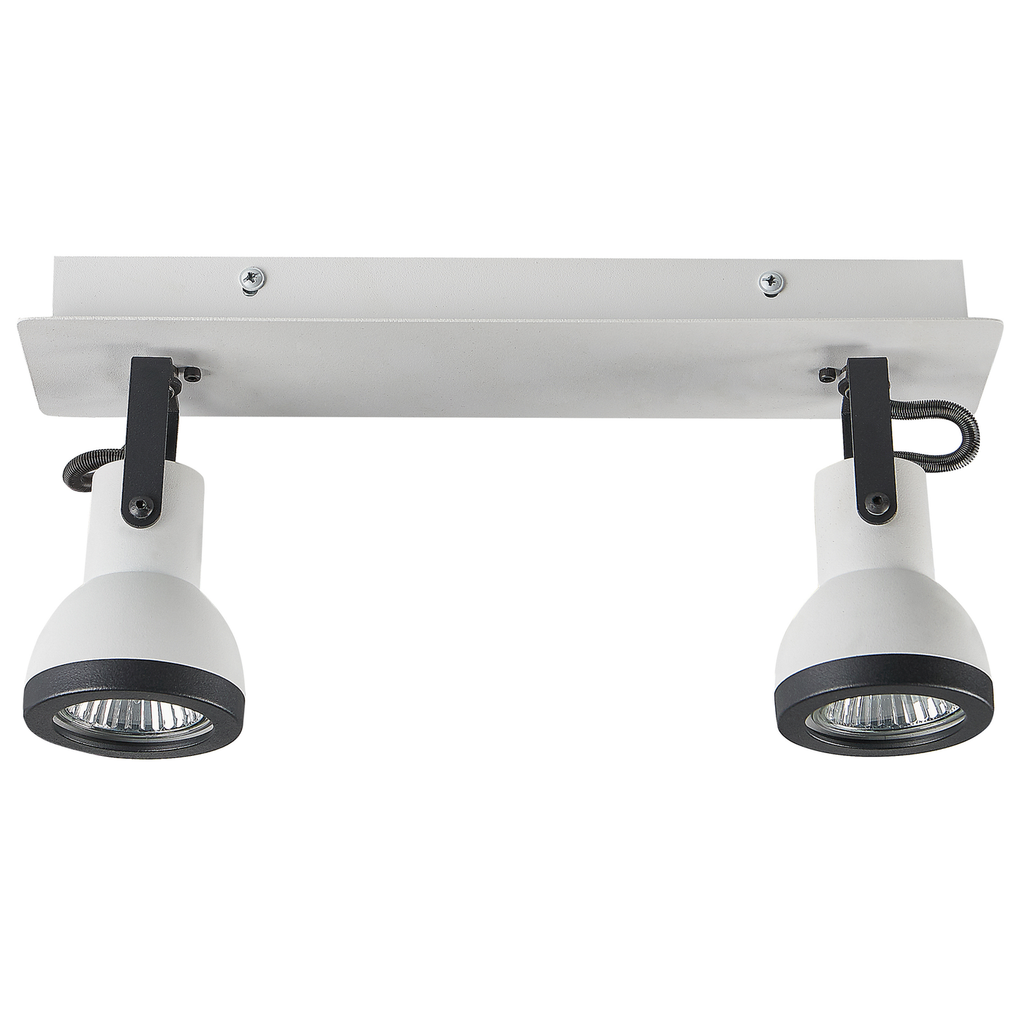 2 Light Ceiling Lamps Black And White Cone Shade Swing Arm Spotlights