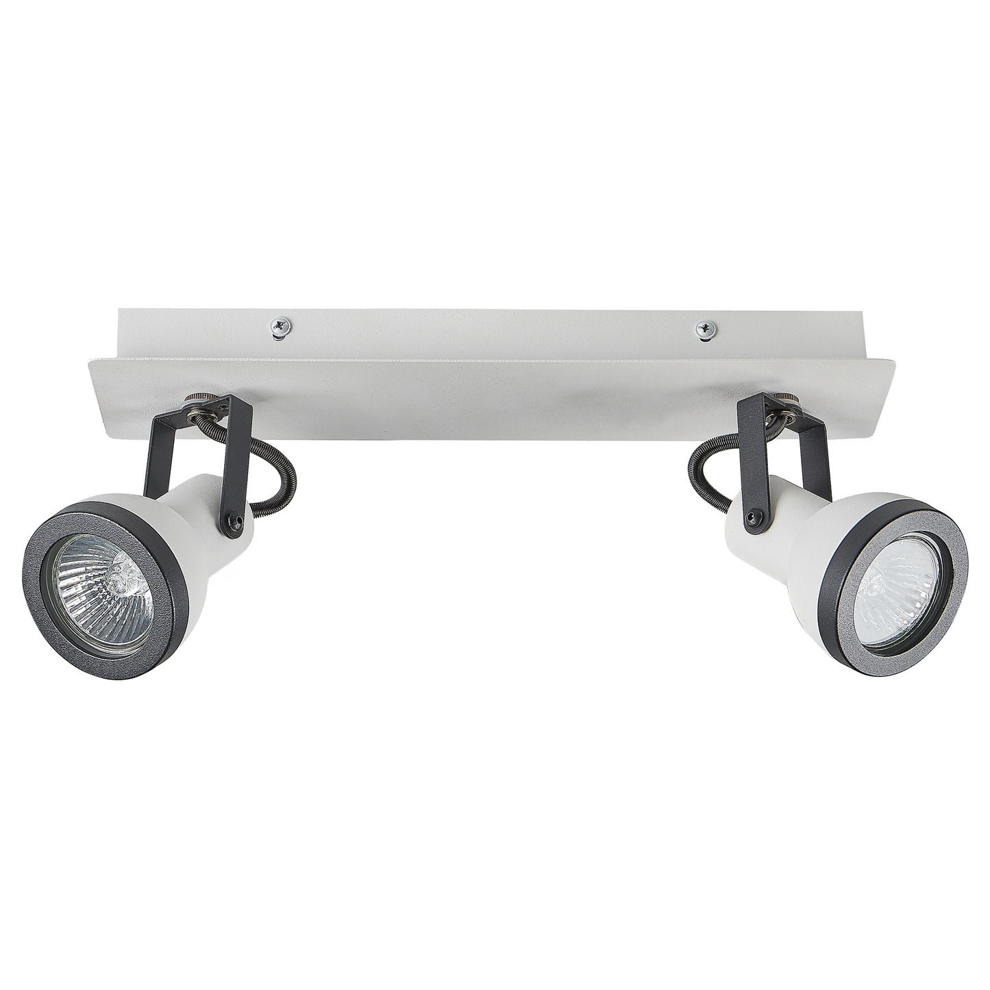 2 Light Ceiling Lamps Black And White Cone Shade Swing Arm Spotlights