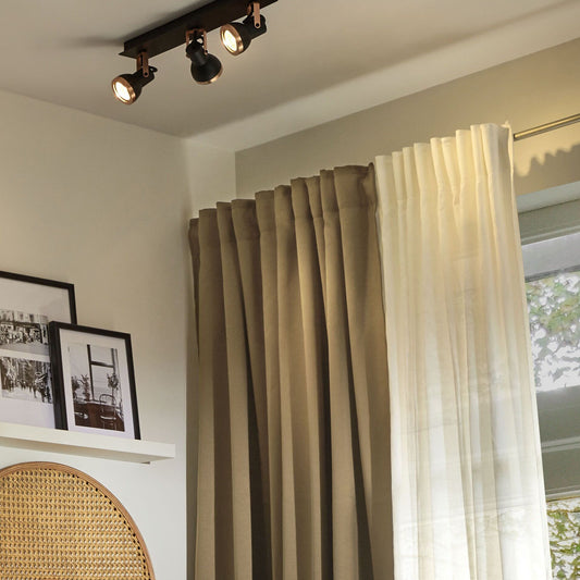 Three-Light Ceiling Lamp Black Copper Swing Arm Spotlight