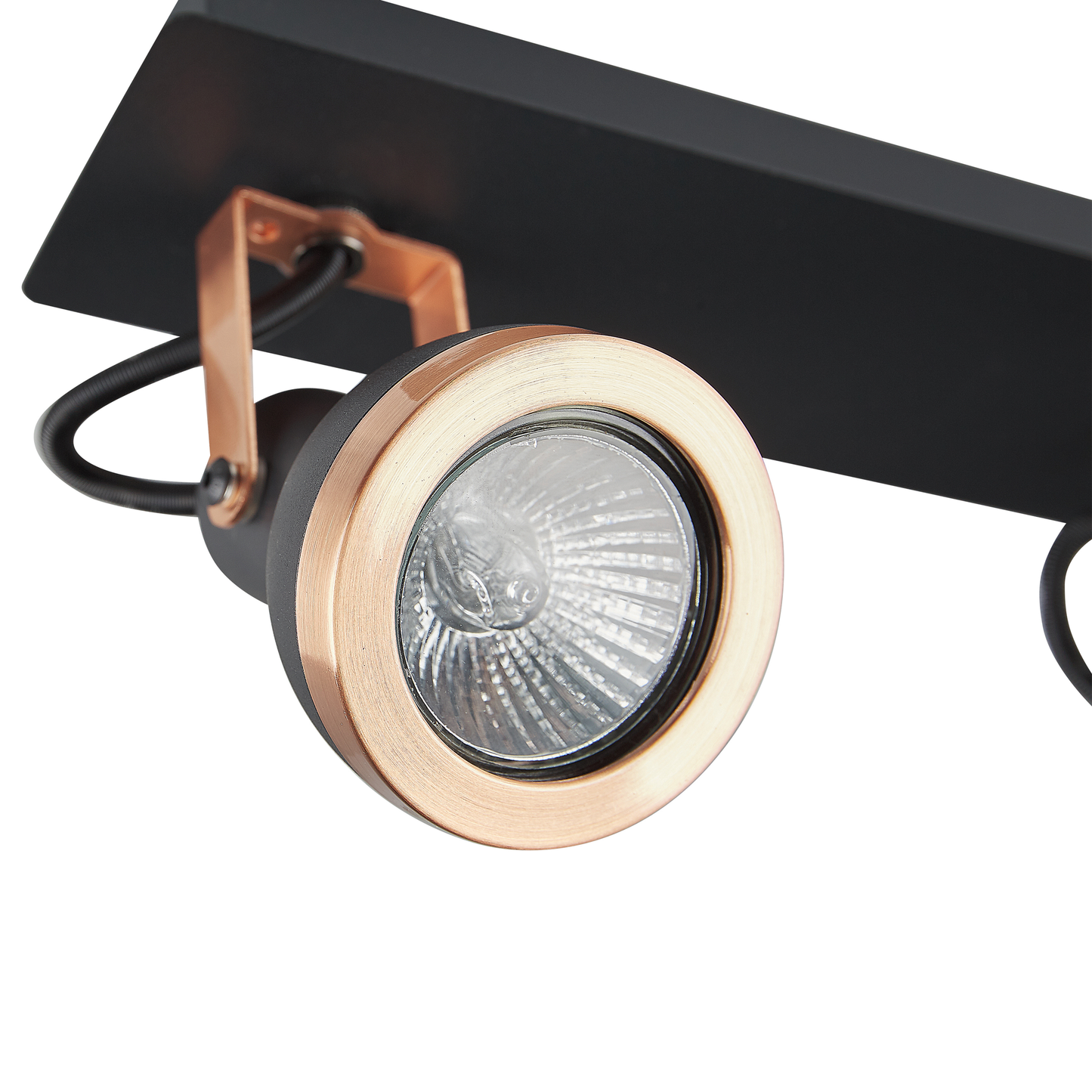 Three-Light Ceiling Lamp Black Copper Swing Arm Spotlight