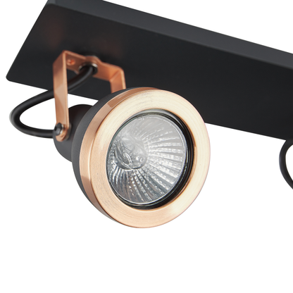 Three-Light Ceiling Lamp Black Copper Swing Arm Spotlight