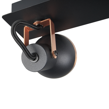 Three-Light Ceiling Lamp Black Copper Swing Arm Spotlight