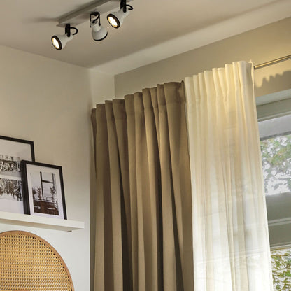 Three Light Ceiling Lamp White and Black Metal Swing Arm Cone Shade Rectangular Rail