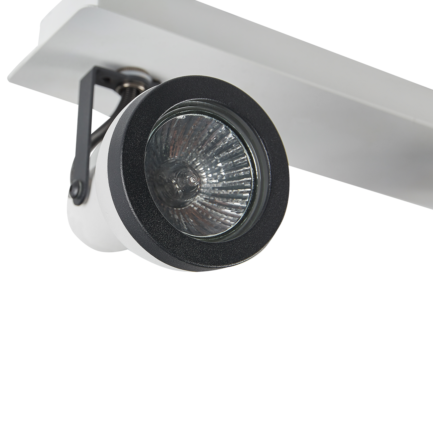 Three Light Ceiling Lamp White and Black Metal Swing Arm Cone Shade Rectangular Rail