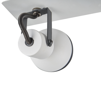 Three Light Ceiling Lamp White and Black Metal Swing Arm Cone Shade Rectangular Rail