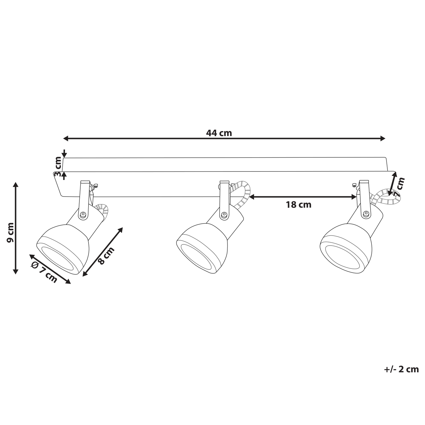 Three Light Ceiling Lamp White and Black Metal Swing Arm Cone Shade Rectangular Rail
