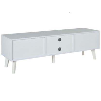 Lumina Vintage TV Stand White Beige Faux Rattan Fronts