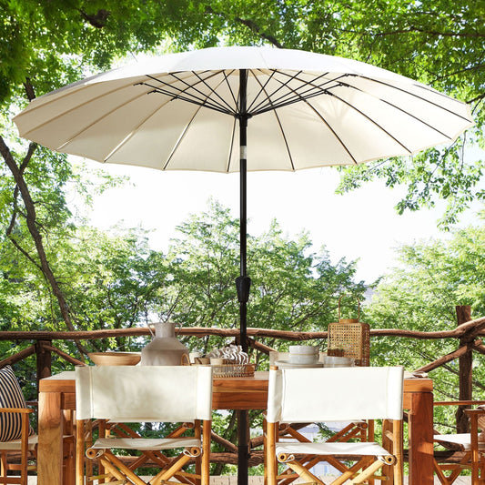 Market Garden Parasol Light Beige Aluminium 255cm Tilting Crank