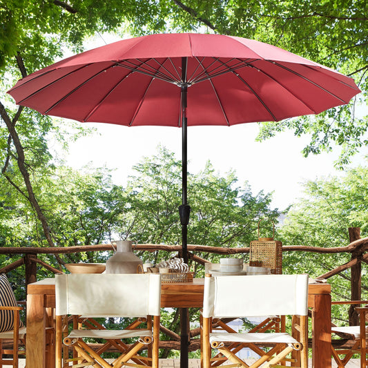 Market Garden Parasol 255cm Dark Red Aluminium Patio Umbrella Tilting