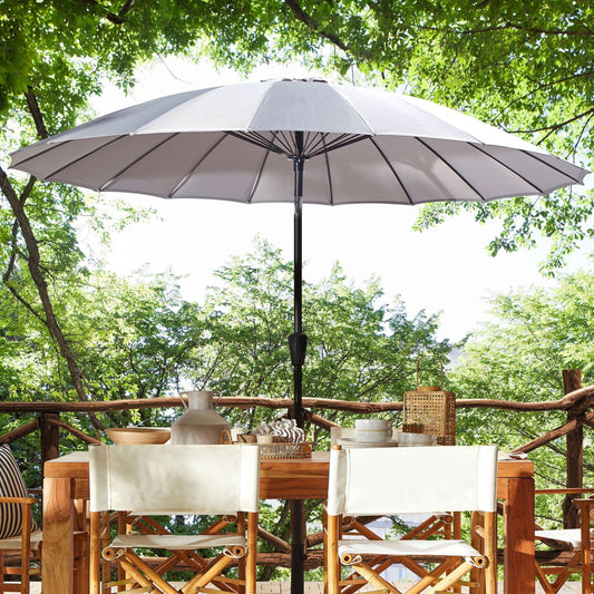 Market Garden Parasol Light Grey Umbrella 255cm Crank Tilt Aluminium