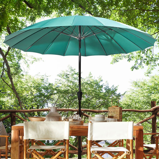 Market Garden Emerald Green Parasol 255cm Aluminum Crank Tilt