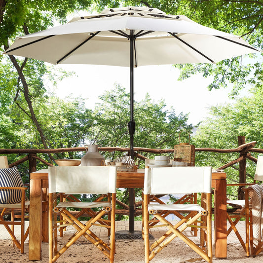 Market Garden Parasol Beige Modern Octagonal UV Umbrella 285cm Crank