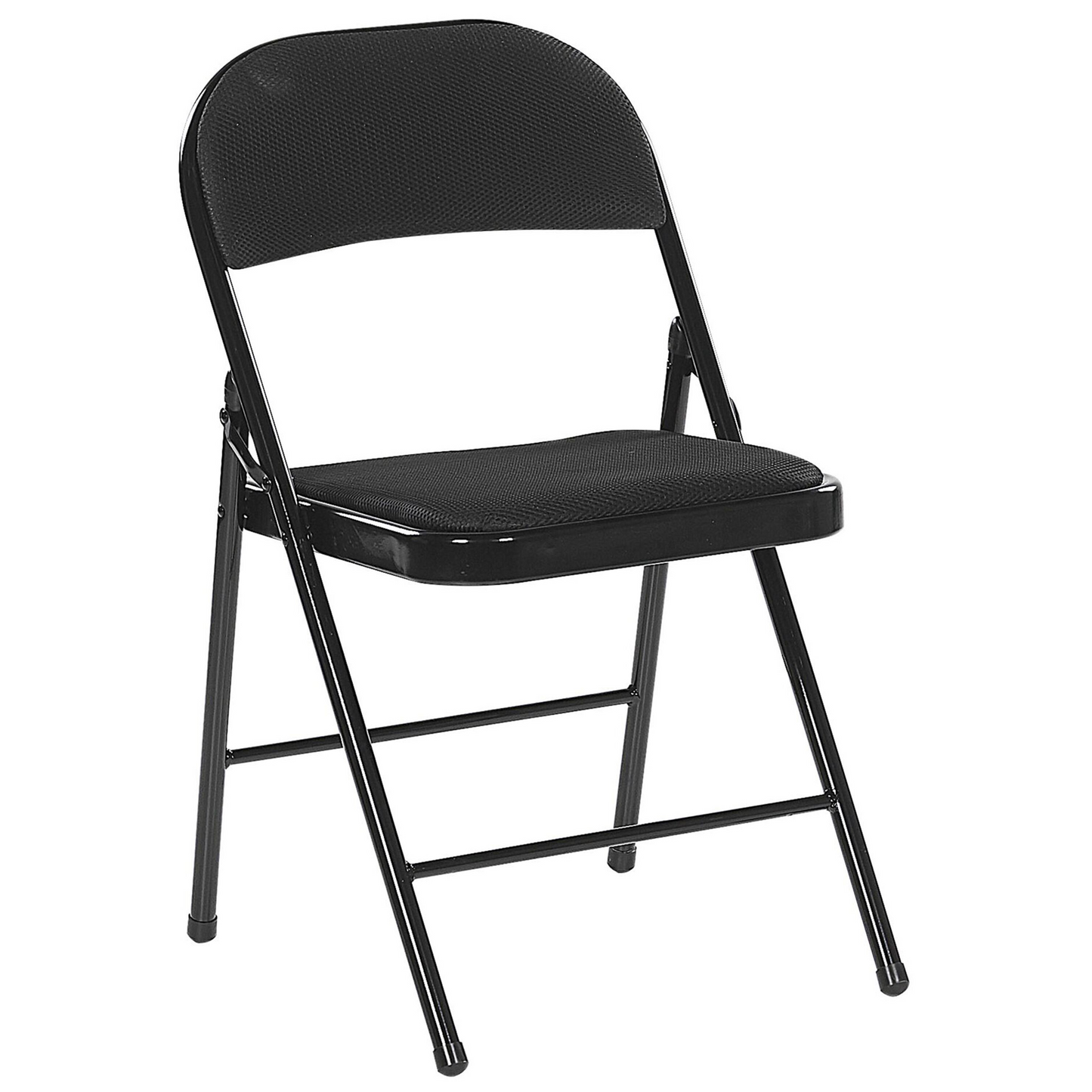 4 Pack Folding Chairs Black Metal Frame Padded Seats