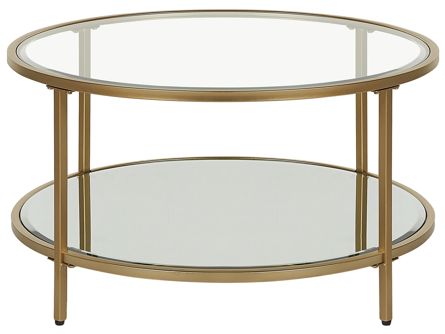 Coffee Table Gold Tempered Glass Iron Frame With Shelf 70cm