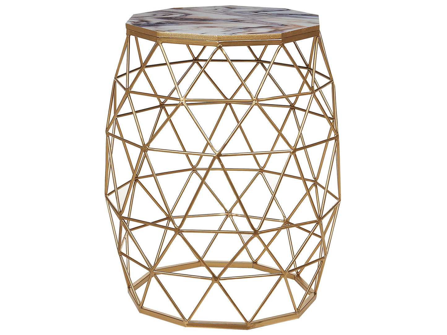 Brand Gold Marble Effect Coffee Table Iron Base 43cm MDF Top