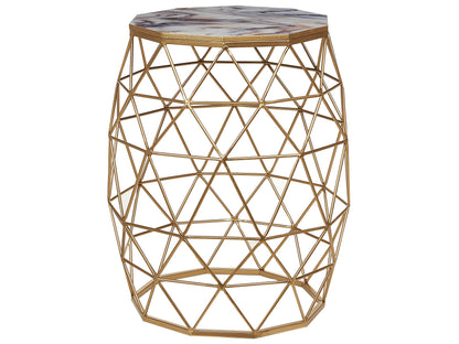 Brand Gold Marble Effect Coffee Table Iron Base 43cm MDF Top