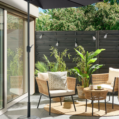 Half-Round Garden Parasol Black 2.7m Patio Umbrella
