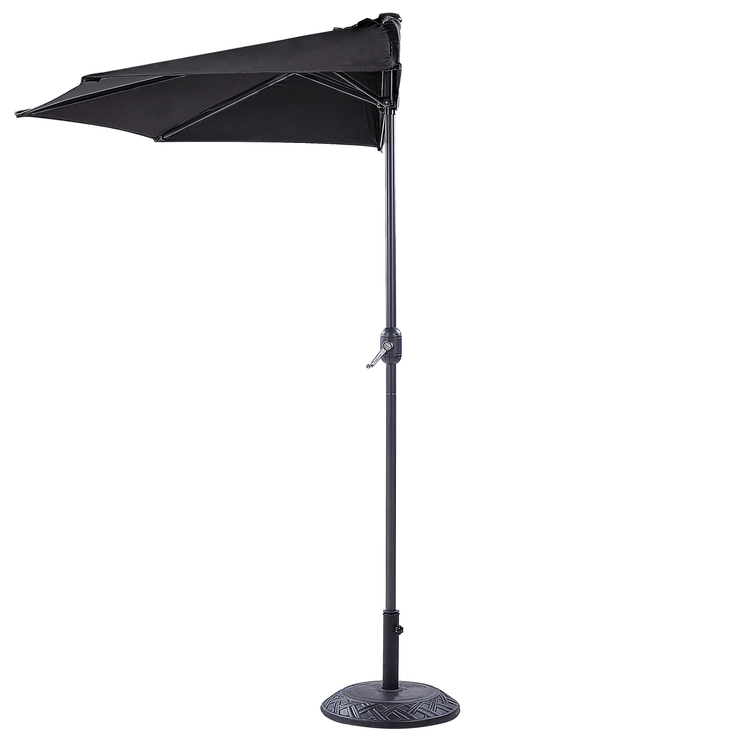 Half-Round Garden Parasol Black 2.7m Patio Umbrella