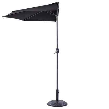 Half-Round Garden Parasol Black 2.7m Patio Umbrella