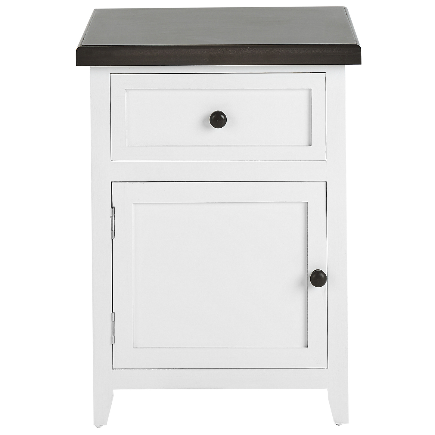 Nightstand White Brown MDF 40x30x55 Cm Drawer Bedside Table Retro