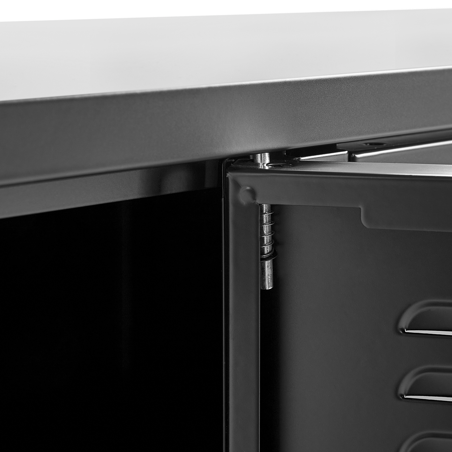 Three Door Sideboard Black Steel With Adjustable Shelves Cable Management Ventilation TV Stand