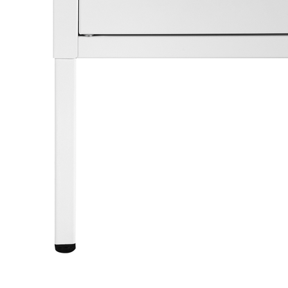 White Steel 2 Door Mesh Doors TV Stand Cable Management