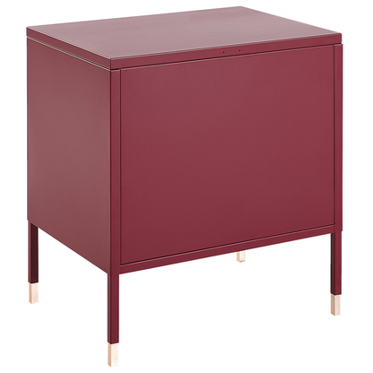 Bedside Table Dark Red Steel Mesh Door Nightstand