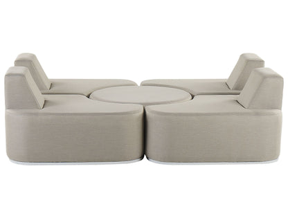 4 Seat Garden Sofa Set With Ottoman UV Resistant Quick Dry Foam Modern Outdoor Light Grey