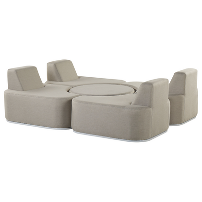 4 Seat Garden Sofa Set With Ottoman UV Resistant Quick Dry Foam Modern Outdoor Light Grey
