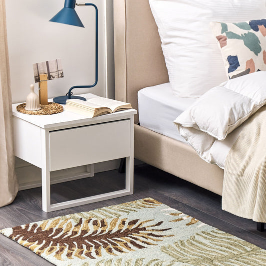 Plant Motif Boho Area Rug 80 x 150cm Blue Green