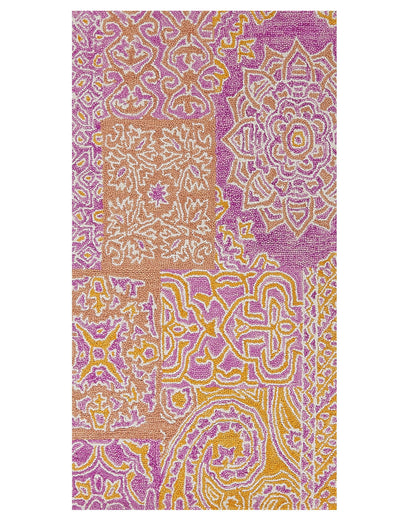 Multicolor Wool Area Rug 80 x 150cm Oriental Pattern for Living Room Decor