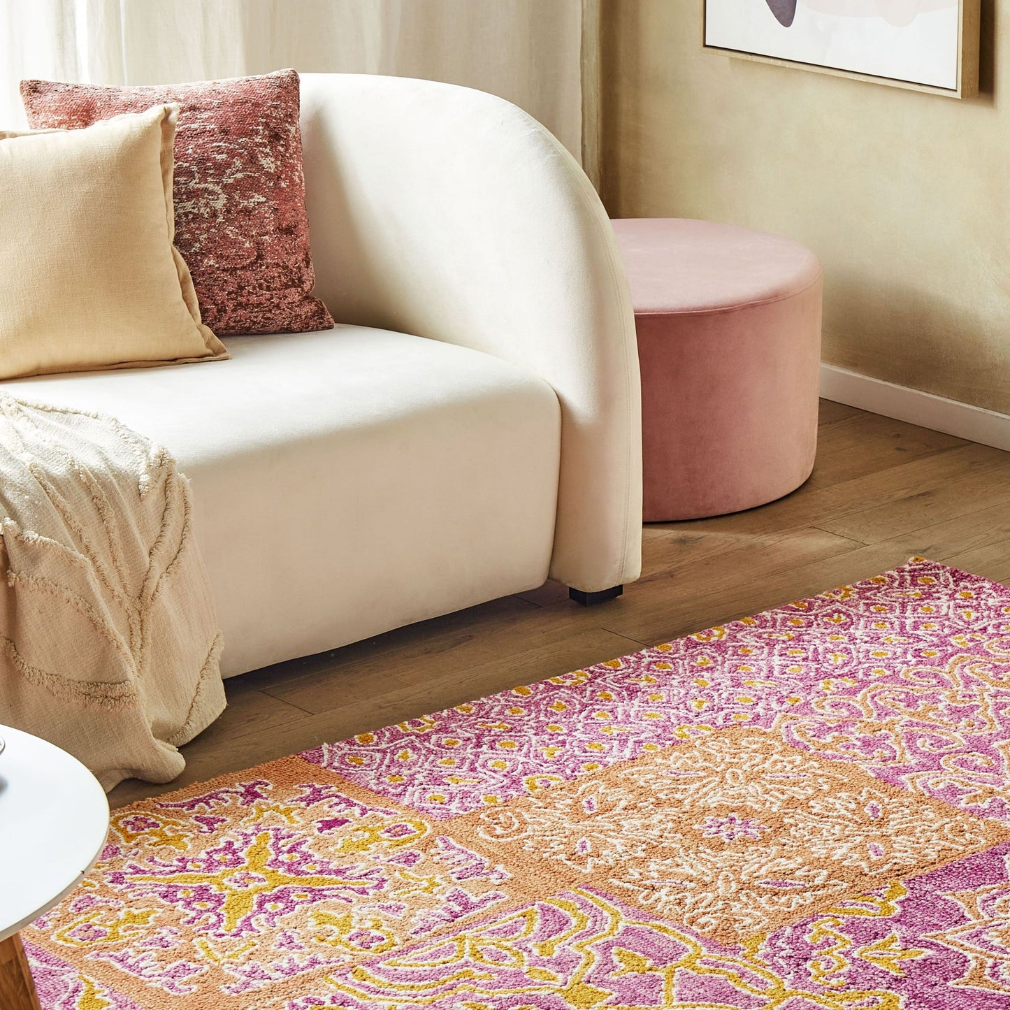 Multicolour Wool Area Rug 200 x 200cm Oriental Pattern