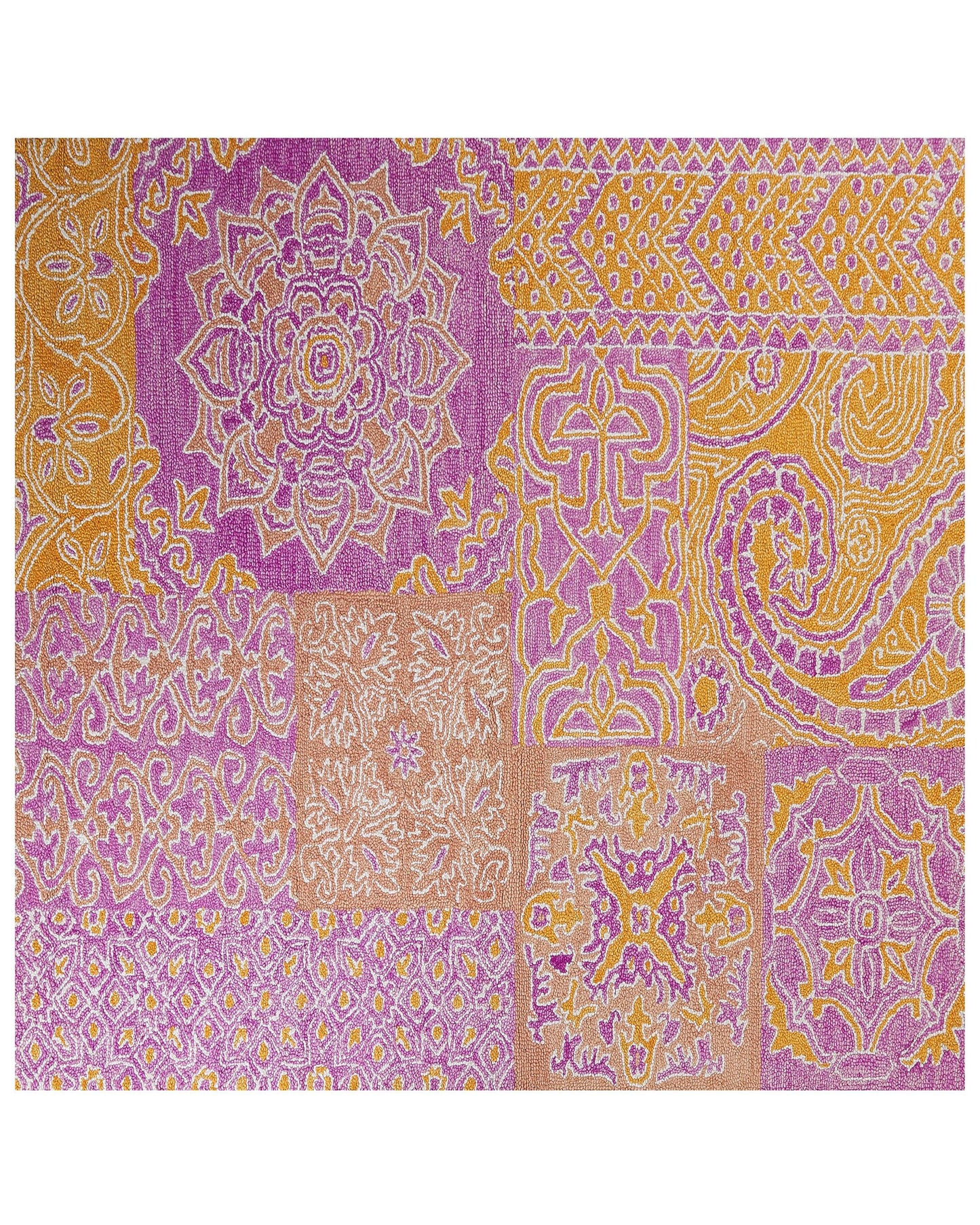 Multicolour Wool Area Rug 200 x 200cm Oriental Pattern