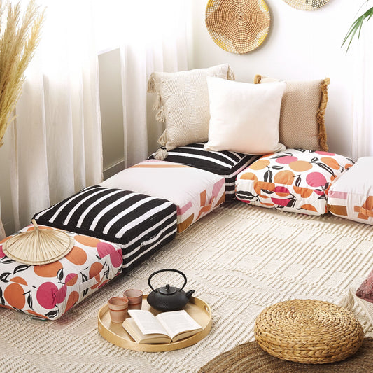 Casa Floor Cushion Multicolour Cotton 50 x 50 Abstract Pattern