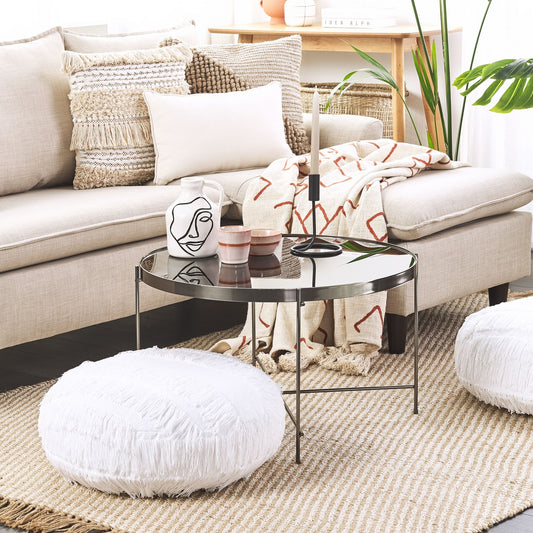 White Cotton EPS Filling Round 50cm Fluffy Floor Pillow