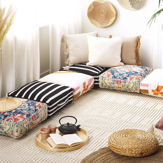 Floor Cushion Multicolour Cotton 50 x 50cm Abstract Pattern