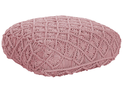 Pink Floor Cushion Macrame Pattern 50 x 50 x 20cm