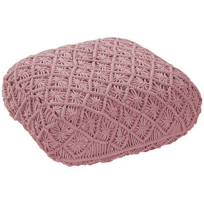 Pink Floor Cushion Macrame Pattern 50 x 50 x 20cm