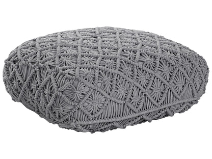 Grey Macrame Floor Cushion 50 x 50 Pouffe
