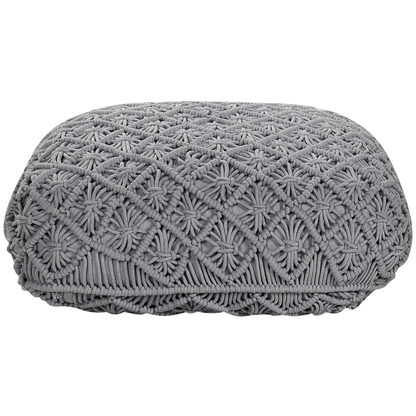 Grey Macrame Floor Cushion 50 x 50 Pouffe