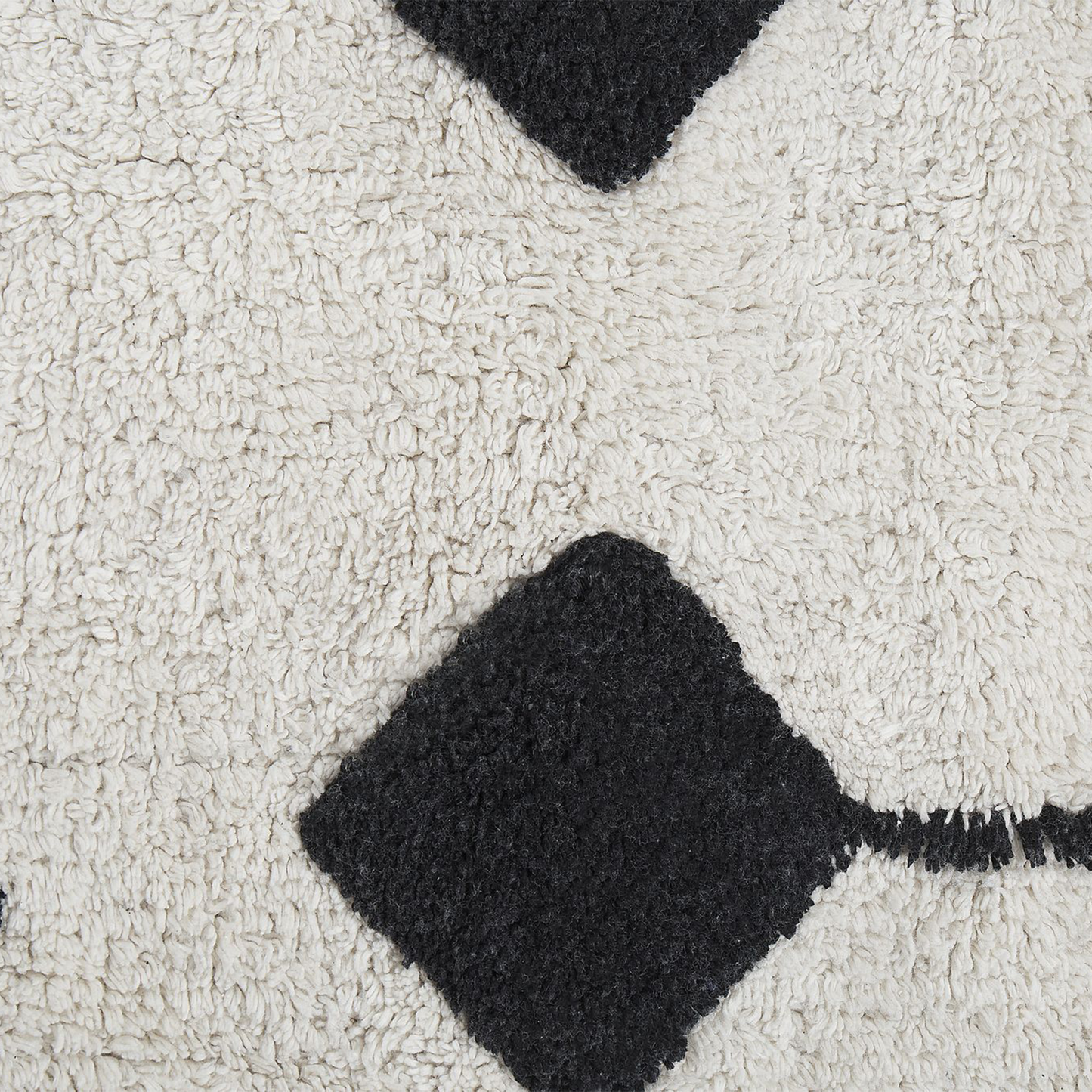 Runes Rug Off-White Black Cotton Geometric Tassels 140 x 200